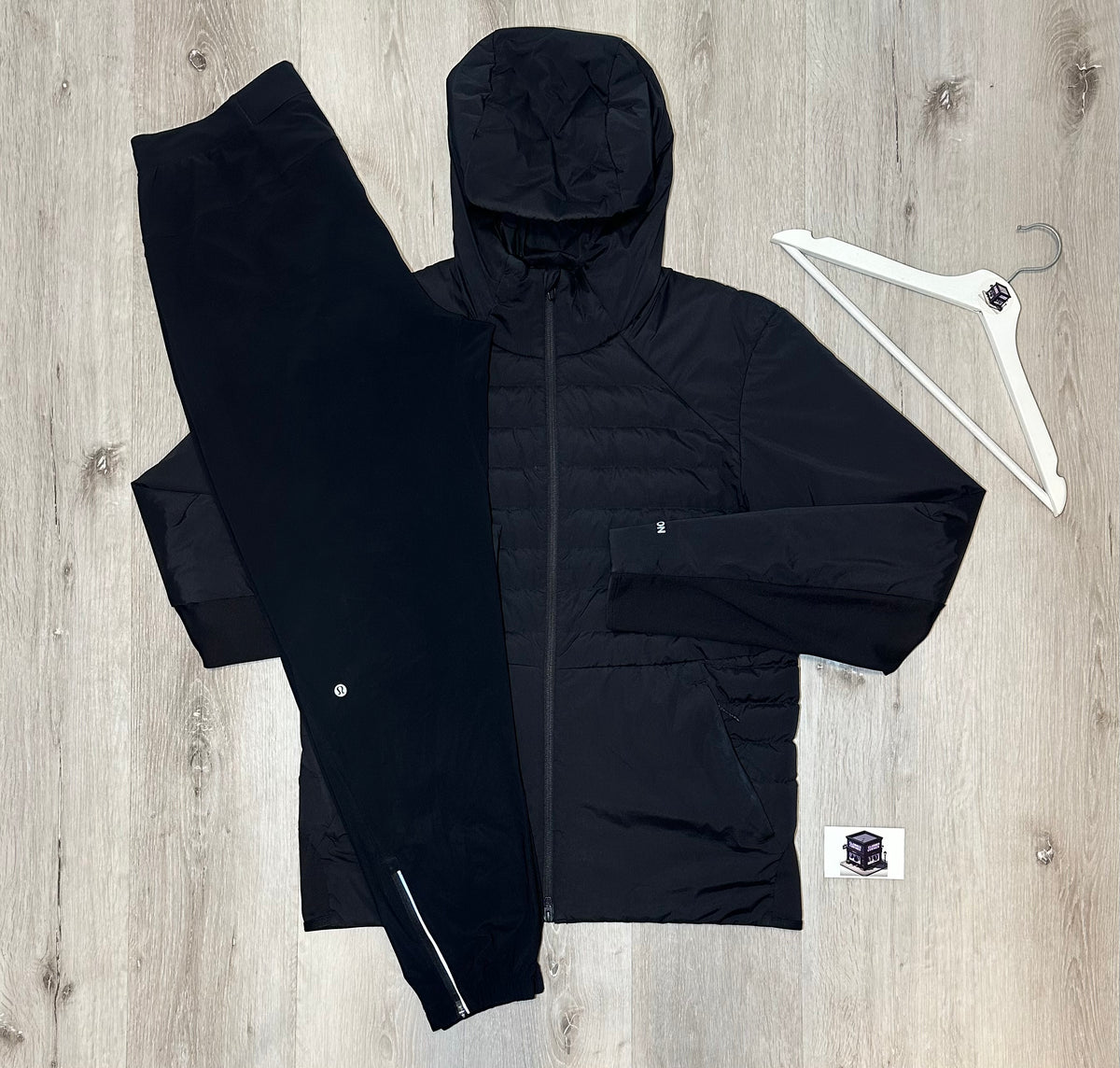 LULULEMON DOWN FOR IT ALL TRACKSUIT BLACK SIZE MEDIUM