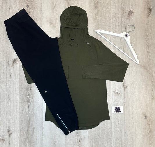 LULULEMON HOODIE TRACKSUIT WALNUT CRUNCH/BLACK SIZE MEDIUM