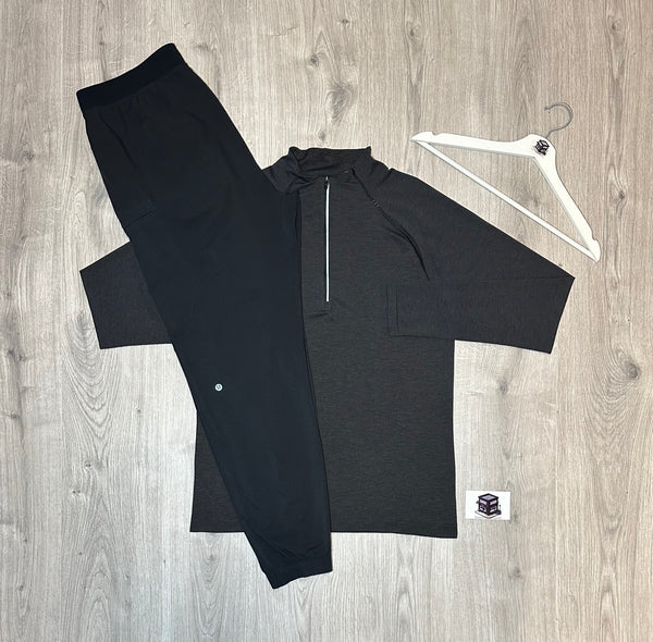 LULULEMON TRACKSUIT GREY/BLACK SIZE LARGE
