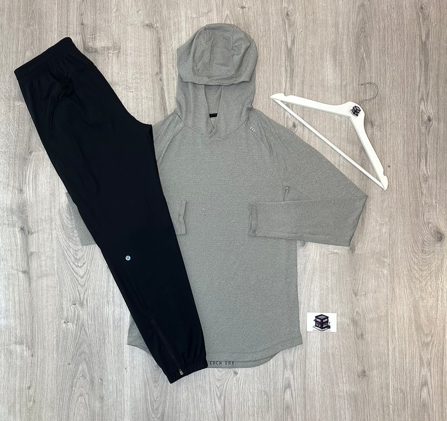 LULULEMON HOODIE TRACKSUIT GREY/BLACK SIZE MEDIUM