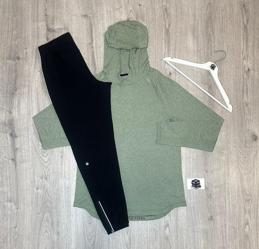 LULULEMON HOODIE TRACKSUIT GREEN/BLACK SIZE LARGE