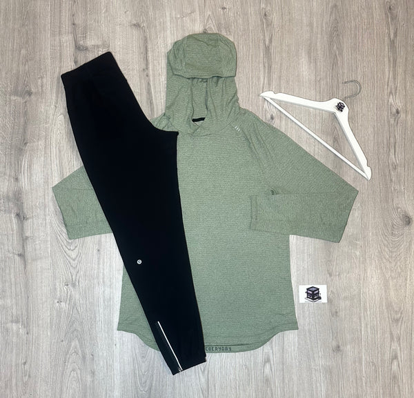 LULULEMON HOODIE TRACKSUIT GREEN/BLACK SIZE LARGE