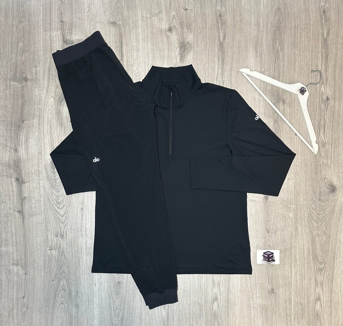 ALO CONQUER REFORM 1/4 ZIP TRACKSUIT BLACK SIZE LARGE