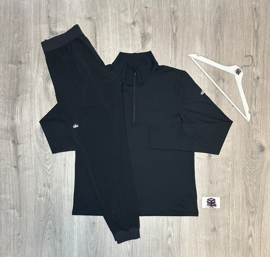 ALO CONQUER REFORM 1/4 ZIP TRACKSUIT BLACK SIZE LARGE